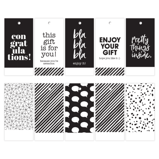 Black & White cadeaulabels - 100 stuks