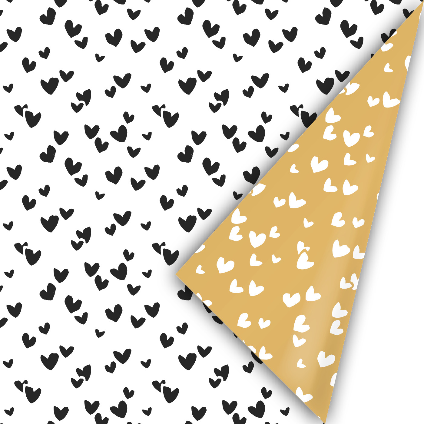 Cadeaupapier Solo Hearts '22 zwart/wit/goud | CollectivWarehouse