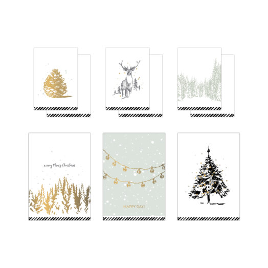 Xmas illustrations cool - voordeel kaartenset - 90 stuks | CollectivWarehouse