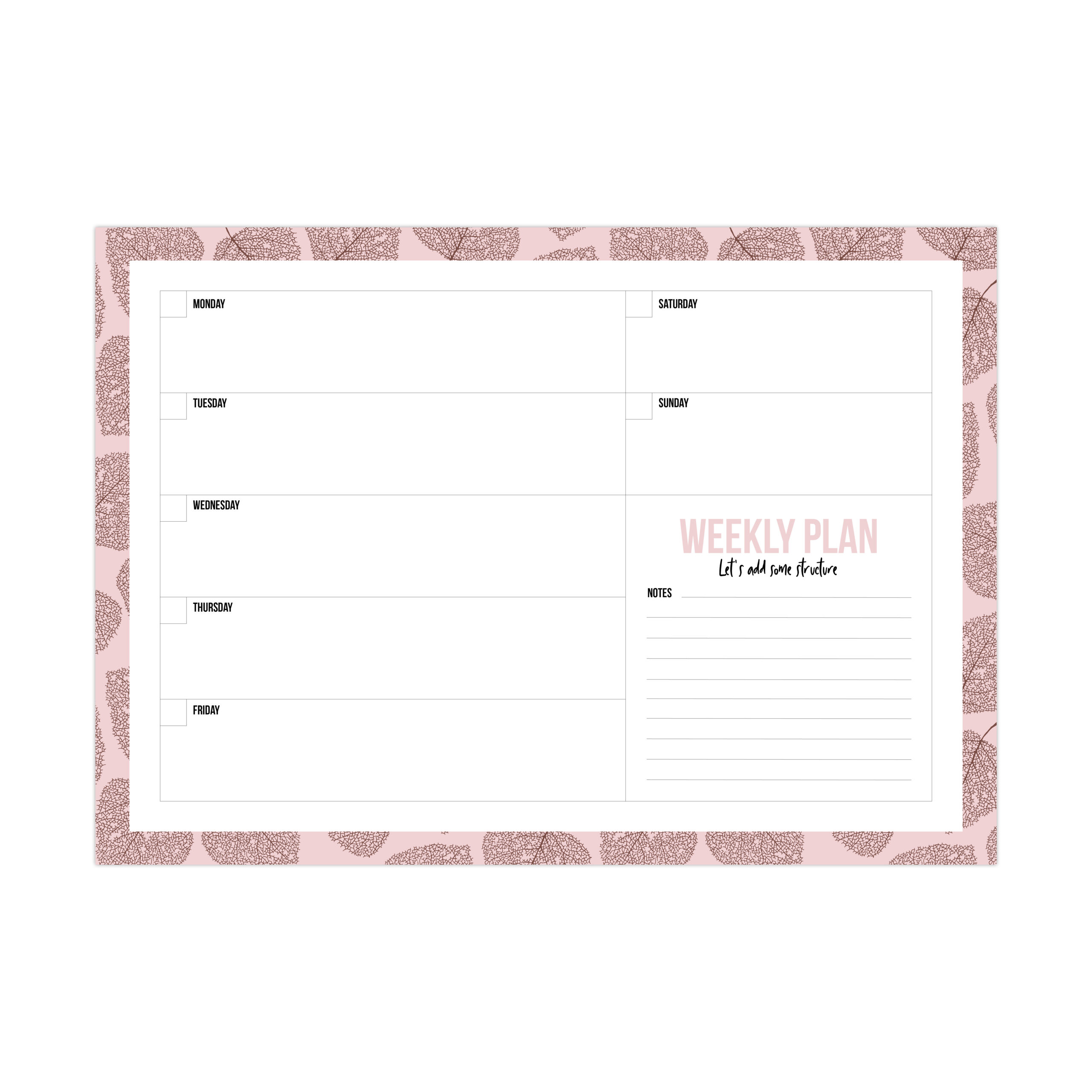 A4 Weekly plan Skeleton Leaves warm | Studio Stationery